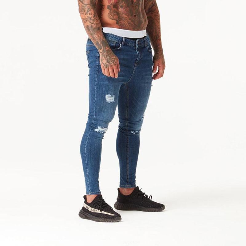 Jean slim super skinny hip hop au dessus du genou pour homme