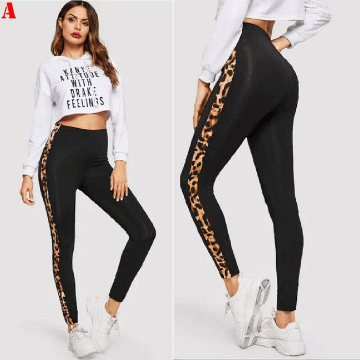 Kvinder Stretch Leggings Sport Løb Fitness Bukser Elastiske Bukser Dame Skede Leopard Leggings Tøj