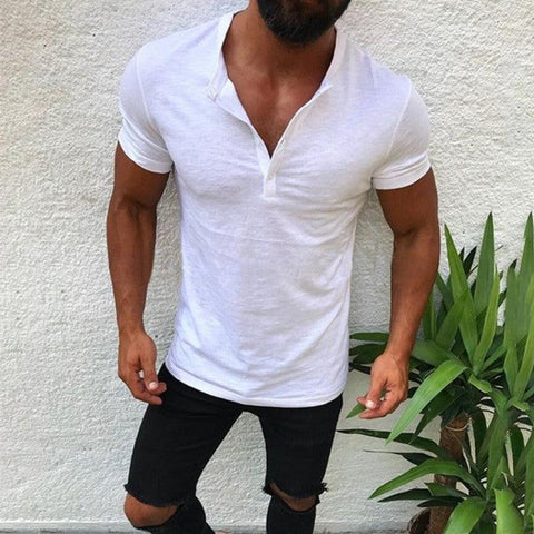 Men's  Turn Down Collar Short Sleeve  Slim Fit T-shirt