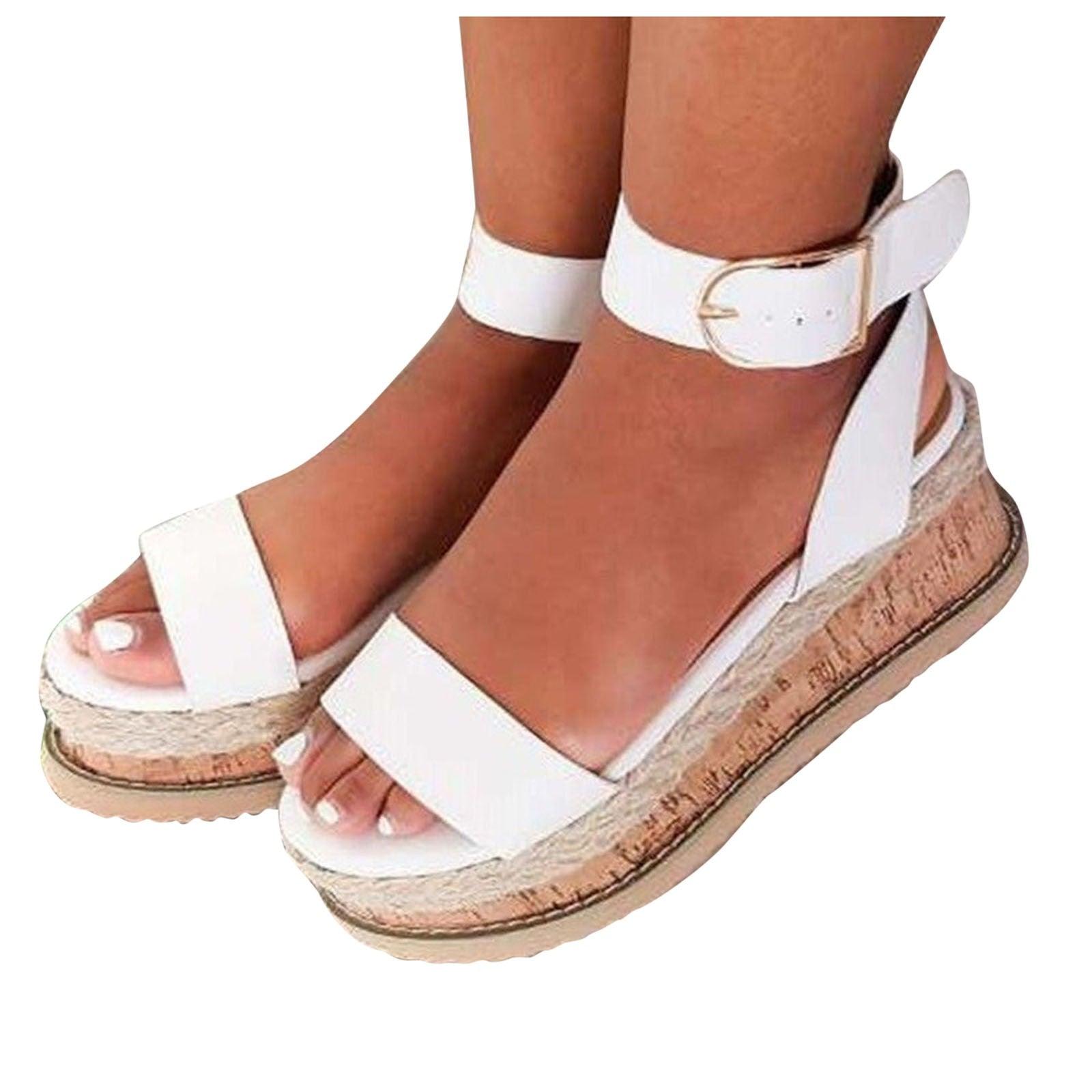 Sandals Women's Summer Shoes Breathable buckle Thick-soled Platform Wedges Slip-on Casual Roman Female Sandals