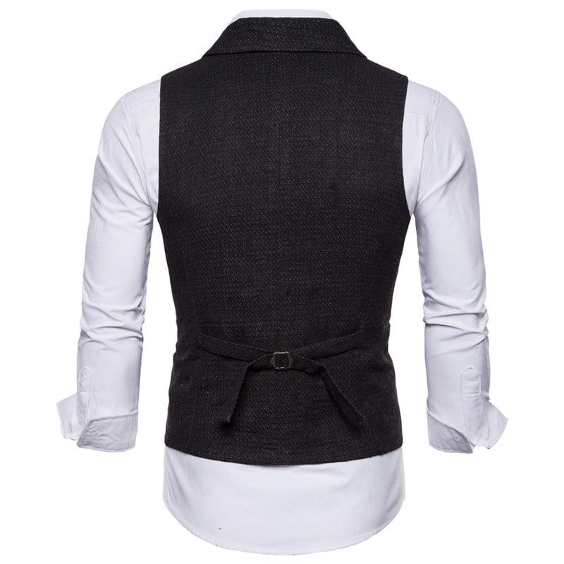 Men's Plain Color Single Breasted Lapel Jacket Jacket Clip Spring and Autumn Men's Casual Vest suit vest men