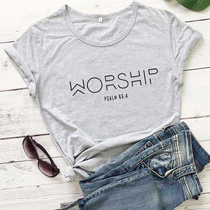 Aanbidding Casual katoenen christelijke T-shirt Faith Shirt Dames