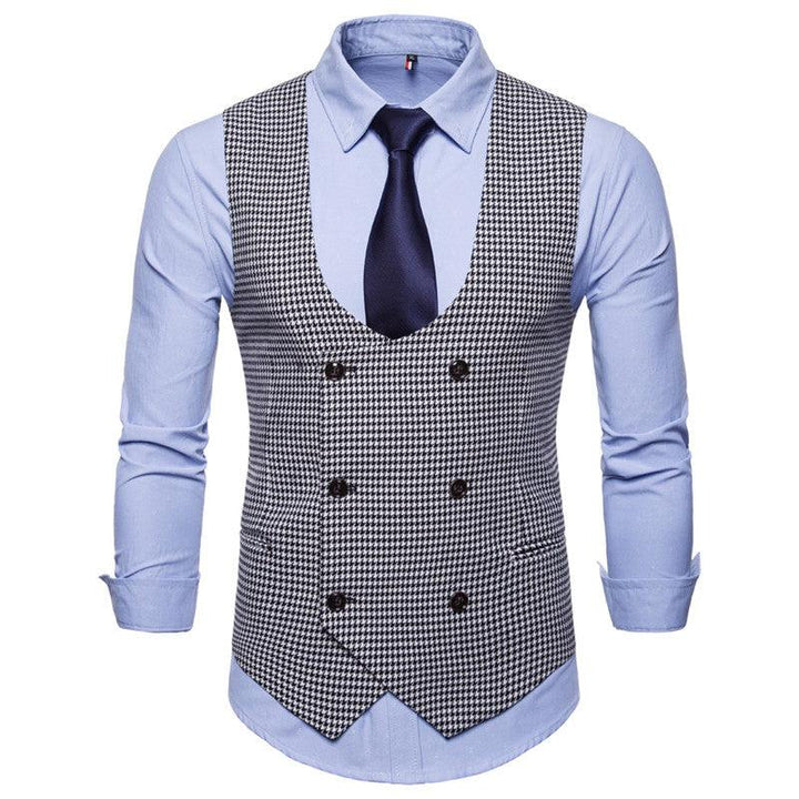 Houndstooth Men's Fashion Casual Vest Suit