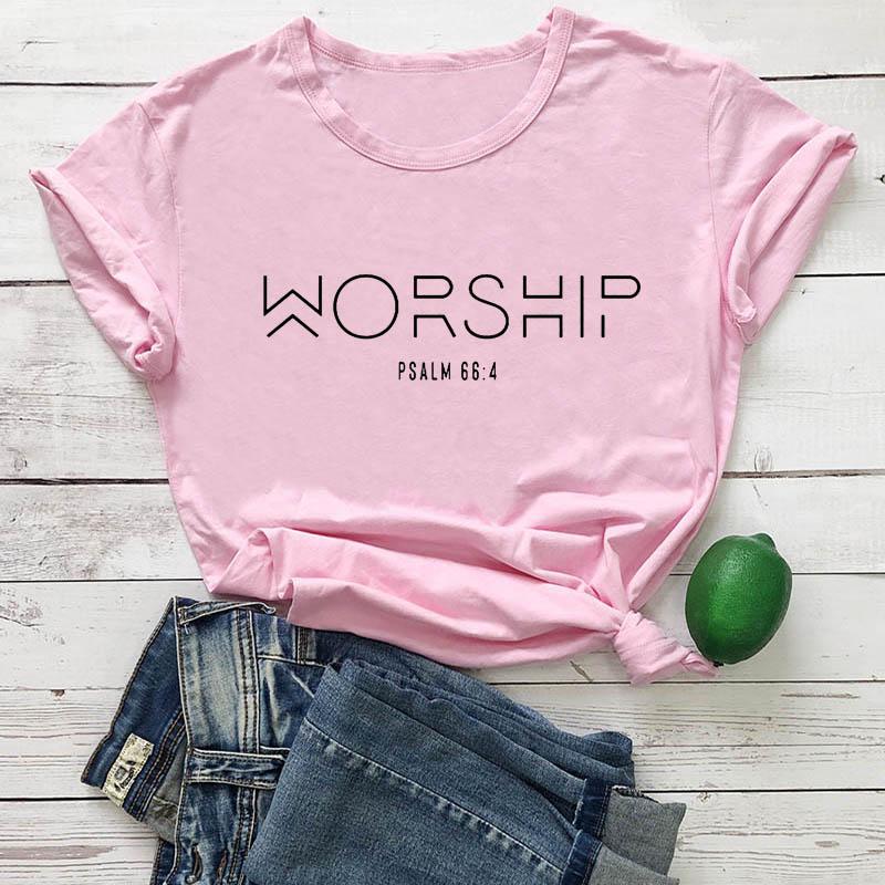 Aanbidding Casual katoenen christelijke T-shirt Faith Shirt Dames