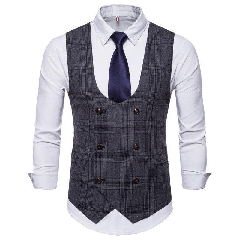 Houndstooth Men's Fashion Casual Vest Suit