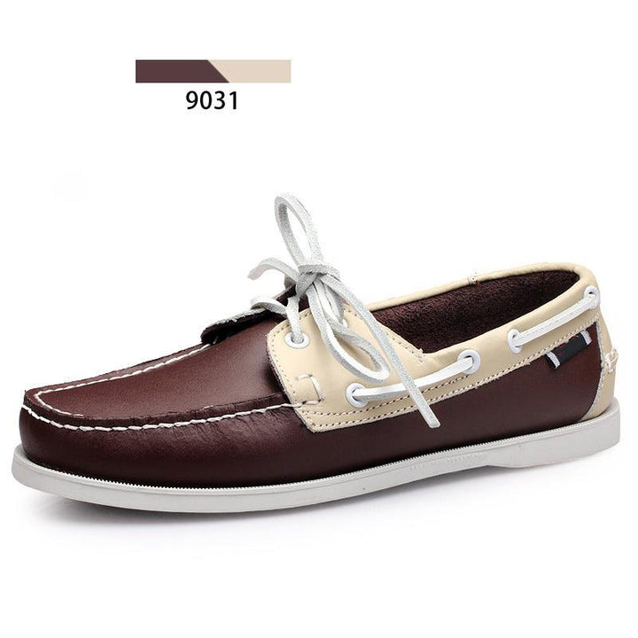 Genuine Leather Men Boat Shoes brand Hand Sewing Slip-On Mens Loafers Casual Driving Moccasins Business Men Shoes