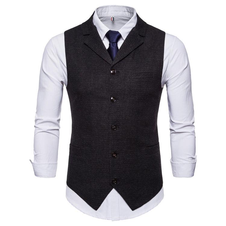 Men's Plain Color Single Breasted Lapel Jacket Jacket Clip Spring and Autumn Men's Casual Vest suit vest men