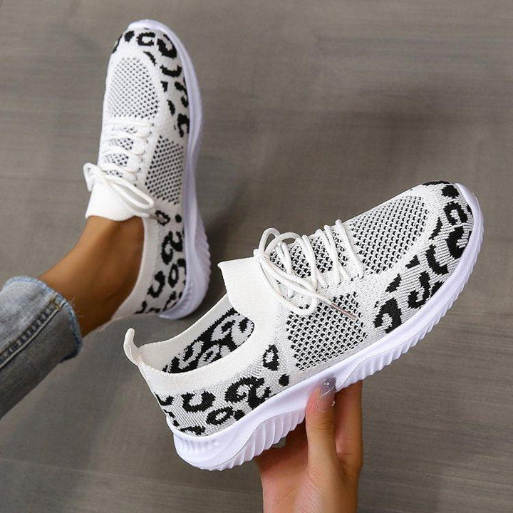 Sportschoenen met veters en luipaardprint voor dames