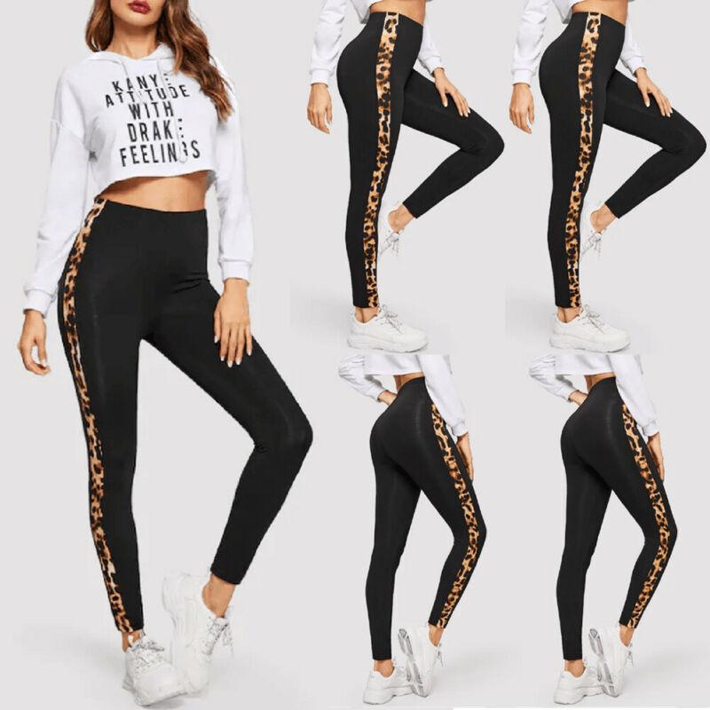 Kvinder Stretch Leggings Sport Løb Fitness Bukser Elastiske Bukser Dame Skede Leopard Leggings Tøj