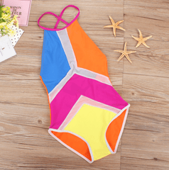 Sexy one-piece bikini met mesh stiksels voor dames