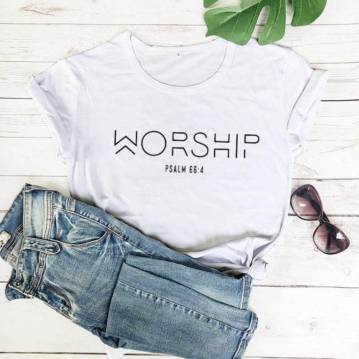 Aanbidding Casual katoenen christelijke T-shirt Faith Shirt Dames