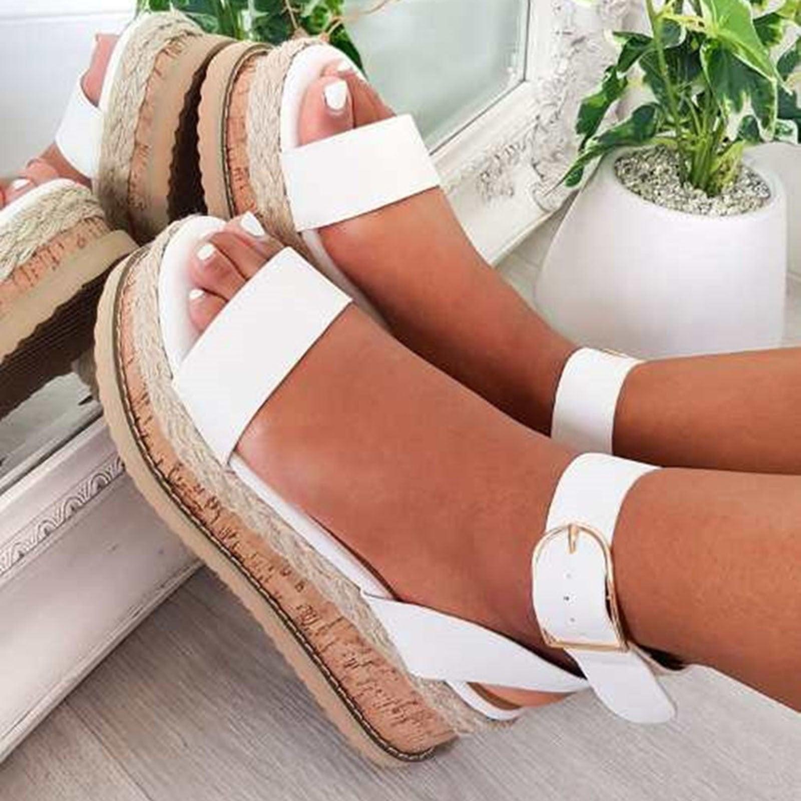 Sandals Women's Summer Shoes Breathable buckle Thick-soled Platform Wedges Slip-on Casual Roman Female Sandals