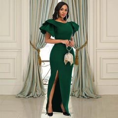 Women's Plus Size Slim-fit Green Evening Gown