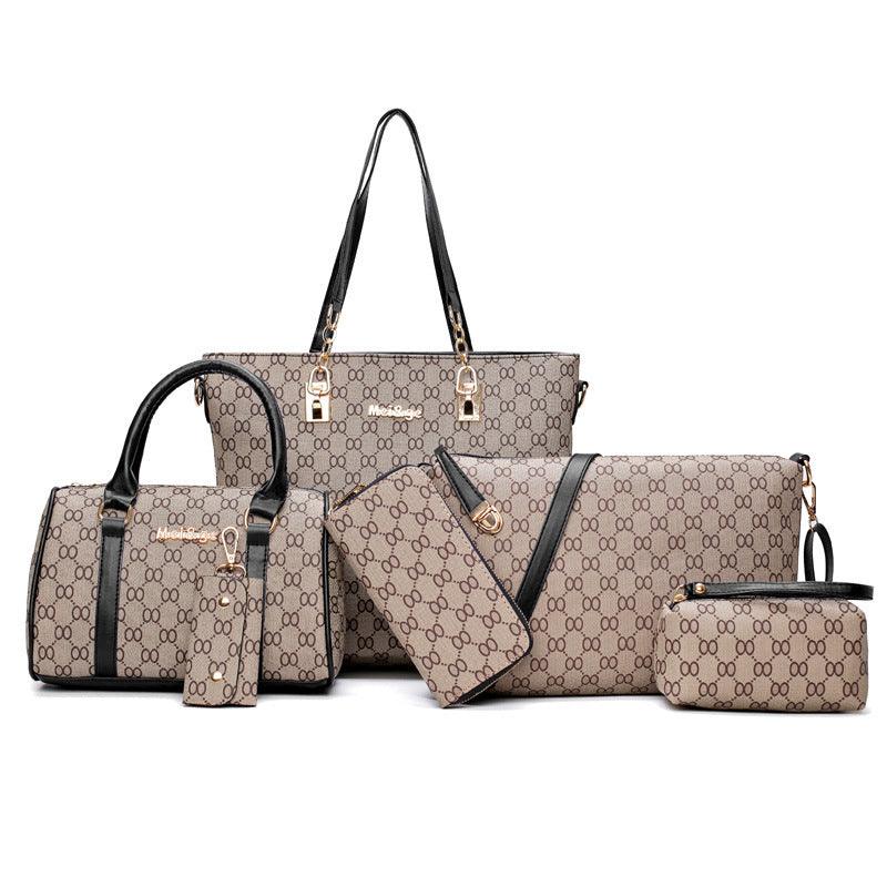 Women Handbag Leather Shoulder Tote  Six-Piece Set