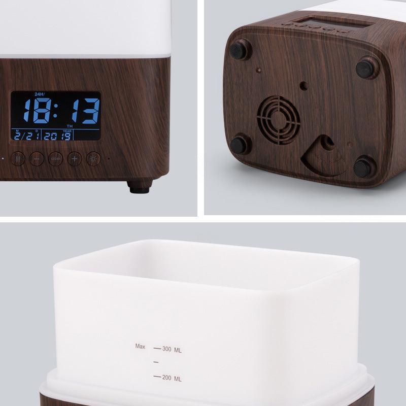 Ultrasonic Essential Oil Aroma Diffuser Humidifier Wood Grain Alarm Clock