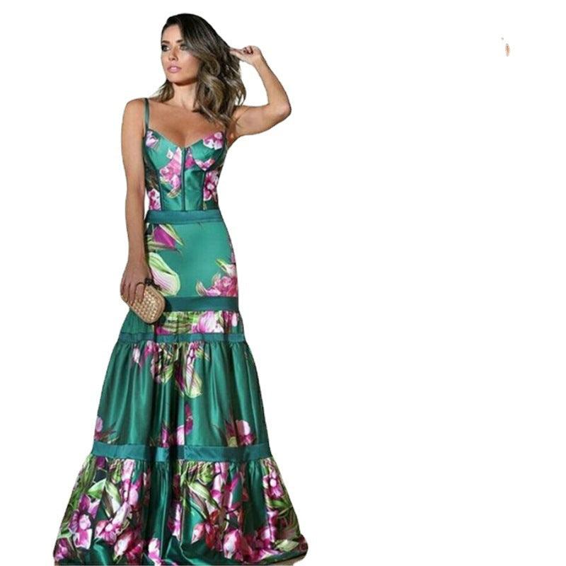 Floral Print Silk Maxi Dress