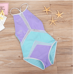 Sexy one-piece bikini met mesh stiksels voor dames