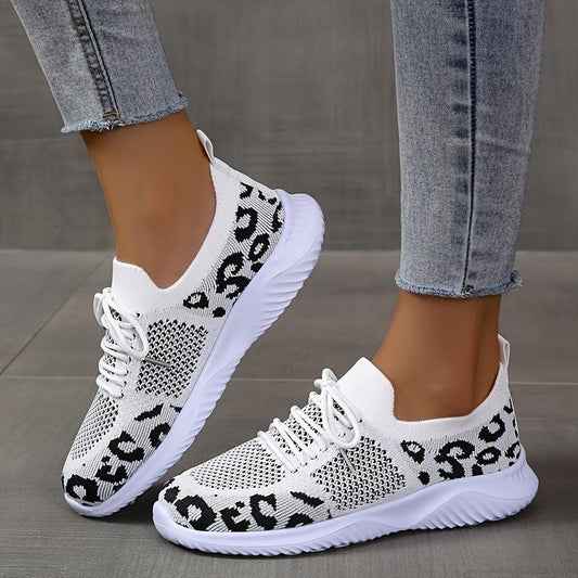 Women Leopard Print Lace-up Sneakers Sports