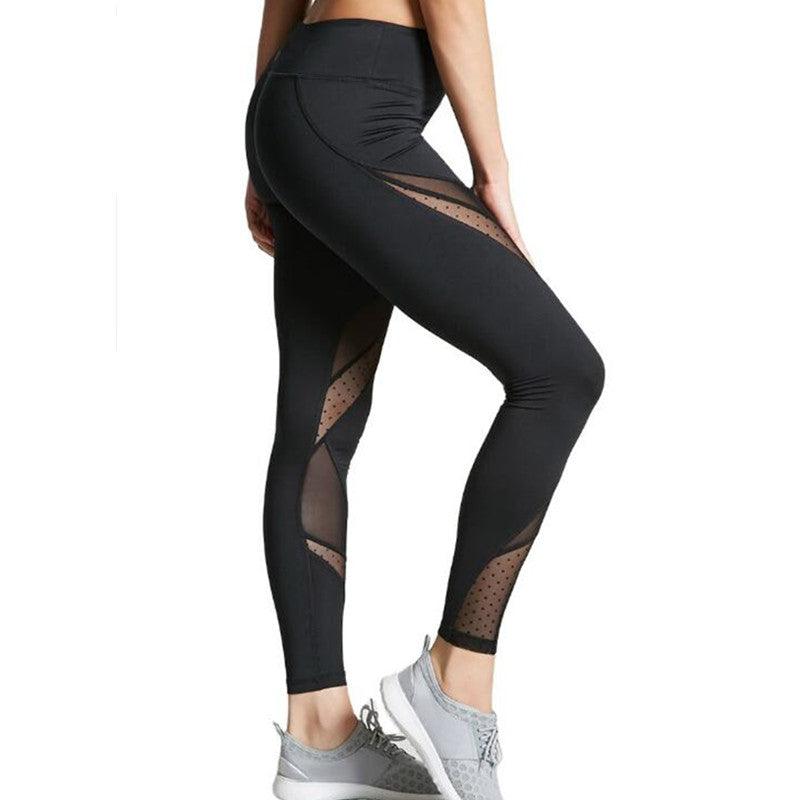 Sport Fitness Running Gym Compression Women Tight Leggins High Waist Yoga Strappy Waist Training Mesh Pants For Women Female