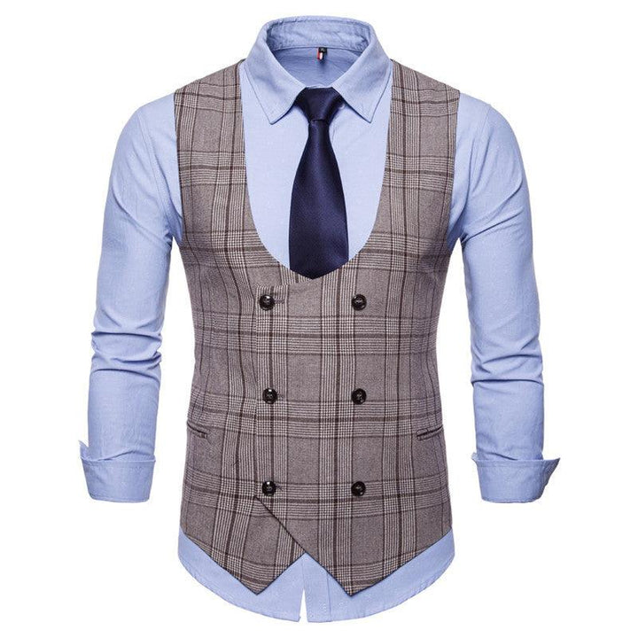 Houndstooth Men's Fashion Casual Vest Suit