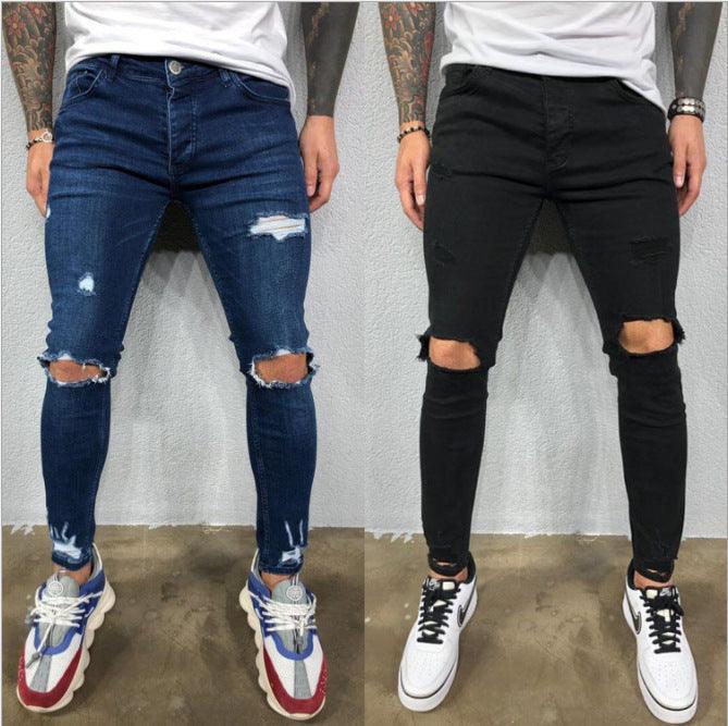 Mænds rippede stretch skinny leg modejeans