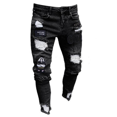 Men's Embroidered Pencil Jeans