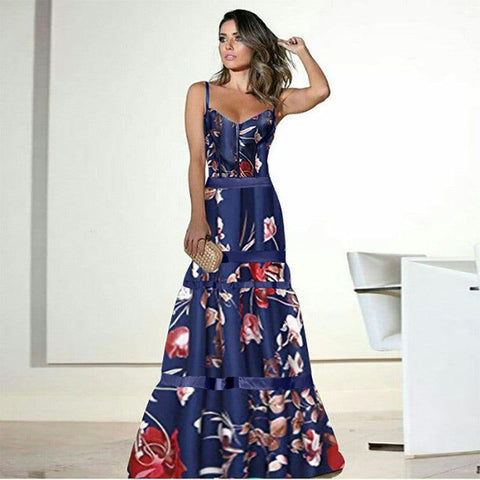 Floral Print Silk Maxi Dress