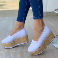 Women Shoes Flats Woman Sneakers Ladies Comfort Loafers Slip On Casual Heels Platform Shoes Flock Thick Bottom Shoes