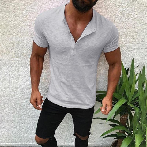 Men's  Turn Down Collar Short Sleeve  Slim Fit T-shirt