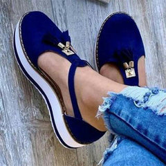 Women's Sandals  Tassel Casual Women's Shoes Women's Flat Shoes Summer Vulcanized Shoes Solid Color Thick Bottom