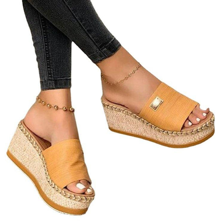 Vrouwen Wiggen Platform Sandalen Casual Peep Toe Hoge Hakken Schoenen Slippers Riem Sandaal Femmes