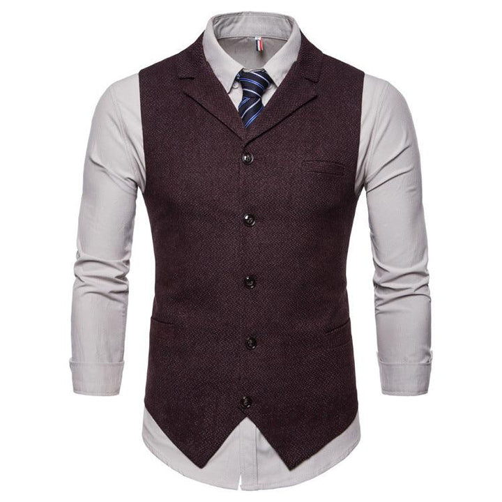 Men's Plain Color Single Breasted Lapel Jacket Jacket Clip Spring and Autumn Men's Casual Vest suit vest men