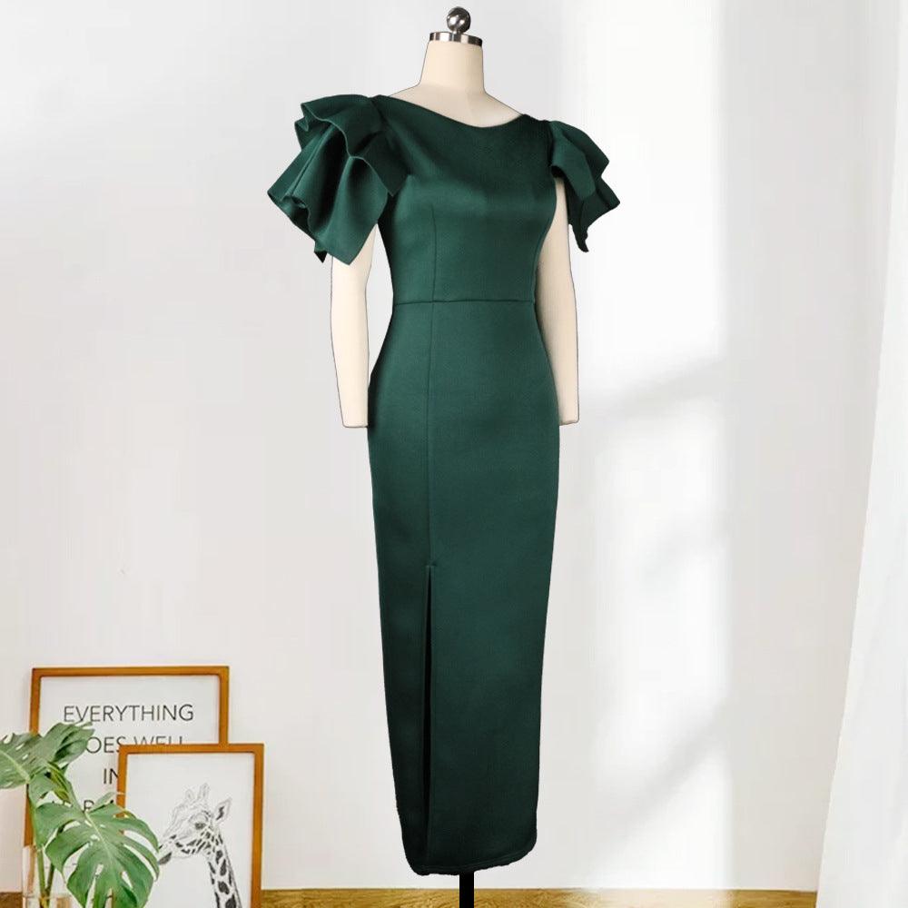 Women's Plus Size Slim-fit Green Evening Gown
