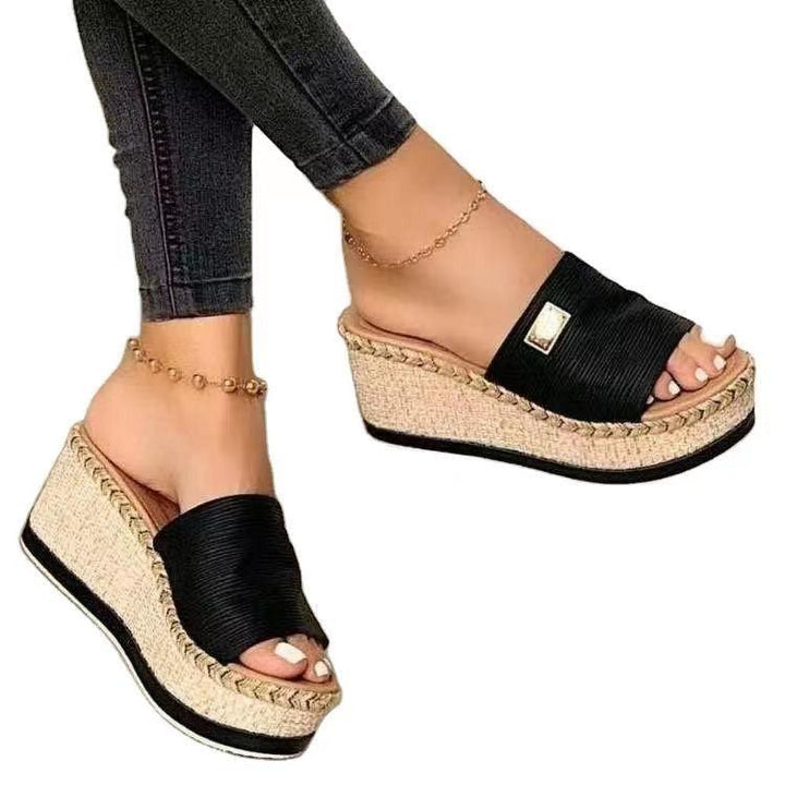 Vrouwen Wiggen Platform Sandalen Casual Peep Toe Hoge Hakken Schoenen Slippers Riem Sandaal Femmes