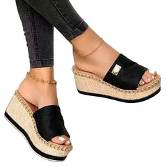 Women Wedges Platform Sandals Casual Peep Toe High Heels Shoes Slippers Strap Sandal Femmes