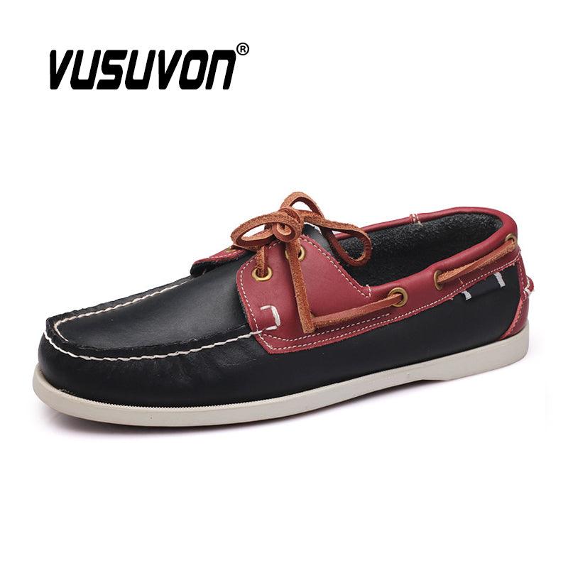Genuine Leather Men Boat Shoes brand Hand Sewing Slip-On Mens Loafers Casual Driving Moccasins Business Men Shoes