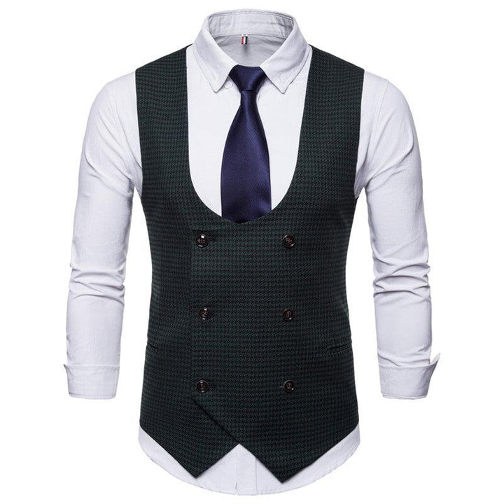 Houndstooth Men's Fashion Casual Vest Suit