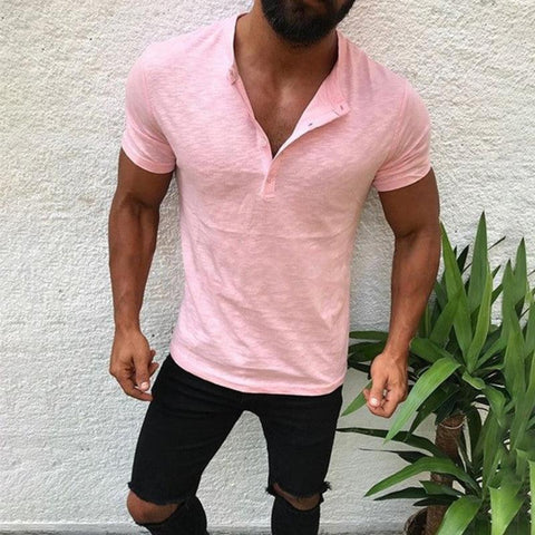 Men's  Turn Down Collar Short Sleeve  Slim Fit T-shirt