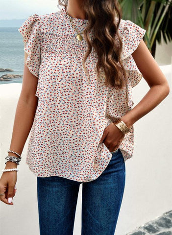 Women's spring and summer foreign trade temperament casual printed blouse