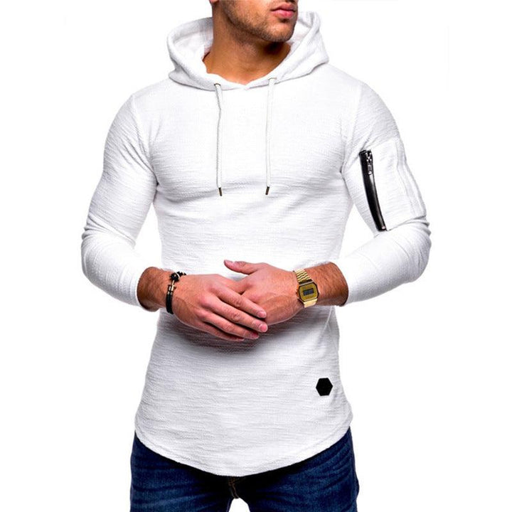 Pull à capuche avec poche zippée sur le bras vert armée pour hommes