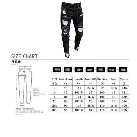 Men's Embroidered Pencil Jeans