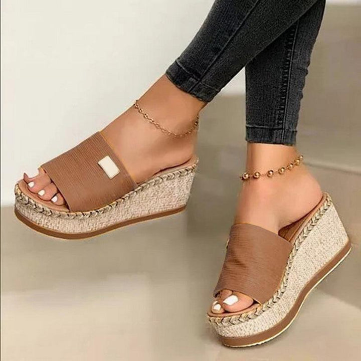 Vrouwen Wiggen Platform Sandalen Casual Peep Toe Hoge Hakken Schoenen Slippers Riem Sandaal Femmes