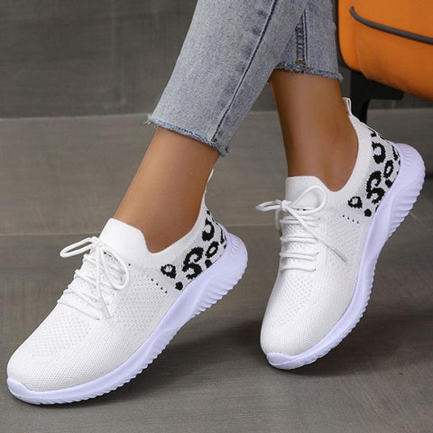 Women Leopard Print Lace-up Sneakers Sports