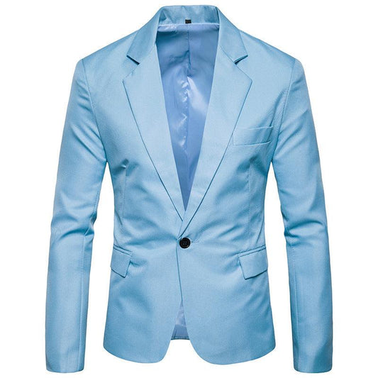 M-3XL One Button Long Sleeve Suit Men Jacket Plain Color Streetwear Mens Suit Jackets Slim Fit Plus Size Men Clothing XXXL