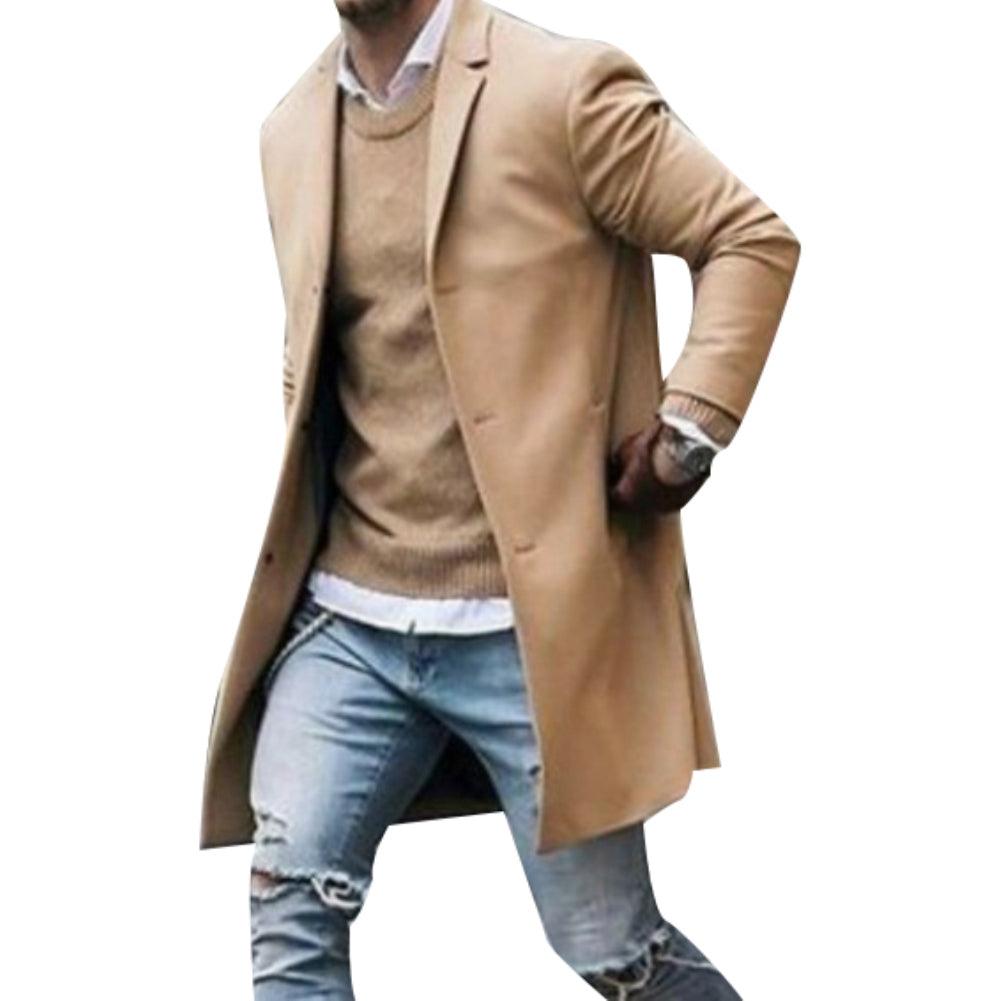 Men's Winter Solid Color Trench Coat Outwear