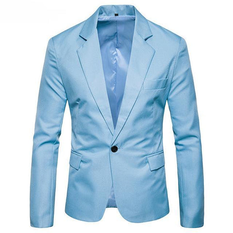 M-3XL One Button Long Sleeve Suit Men Jacket Plain Color Streetwear Mens Suit Jackets Slim Fit Plus Size Men Clothing XXXL