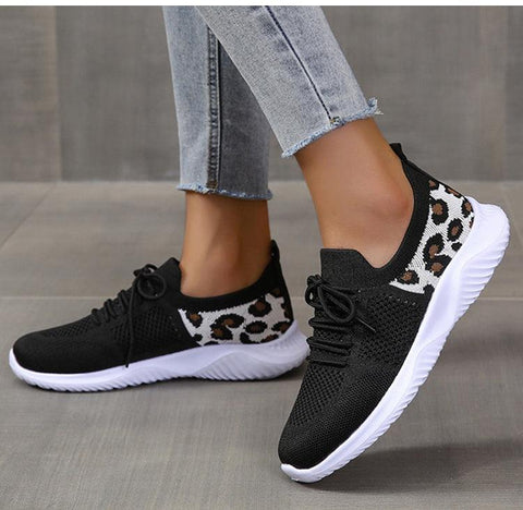 Women Leopard Print Lace-up Sneakers Sports