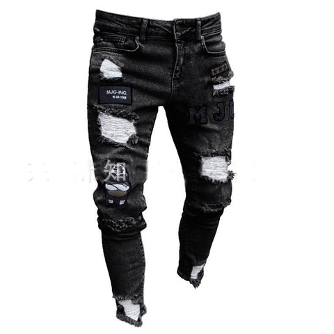 Men's Embroidered Pencil Jeans