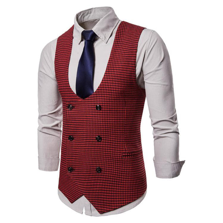 Smart Casual Suit Vest Mænd Efterårsstil U-krave Mænds fritidsvest