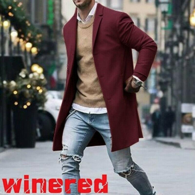Men's Winter Solid Color Trench Coat Outwear